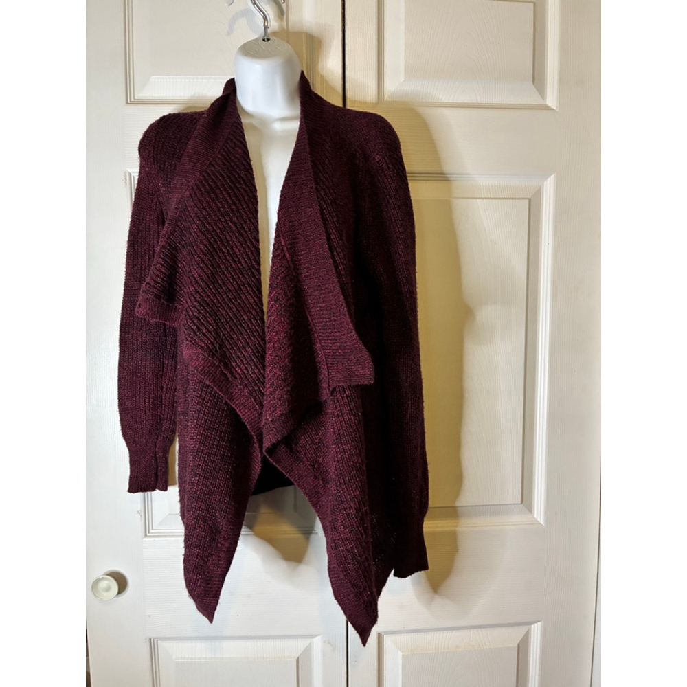Women's Unbranded Burgundy Knit Draped Cardigan Sweater M